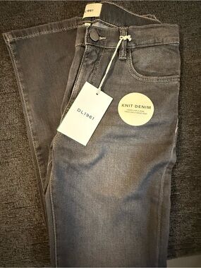 DL1961 Boy’s Knit Denim Jeans in Charcoal Gray
